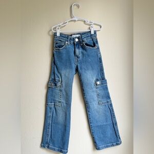 Zara Kids Girls Blue Cargo Jeans Straight Leg 5T